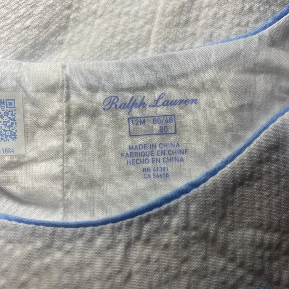 NWT Ralph Lauren Baby Seersucker Embroidered Shortall Tennis Summer‎ Spring